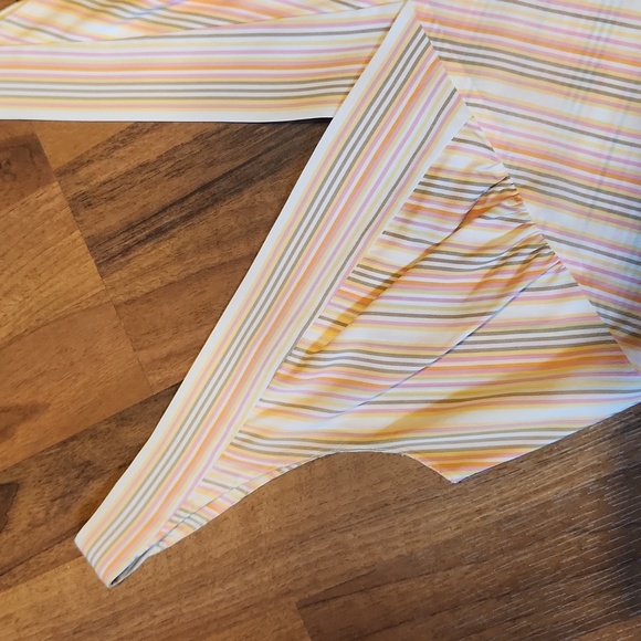 Theory Cammie Pink & Orange Striped Silk Deep Vneck Sleeveless Tank Top Small - Picture 5 of 11